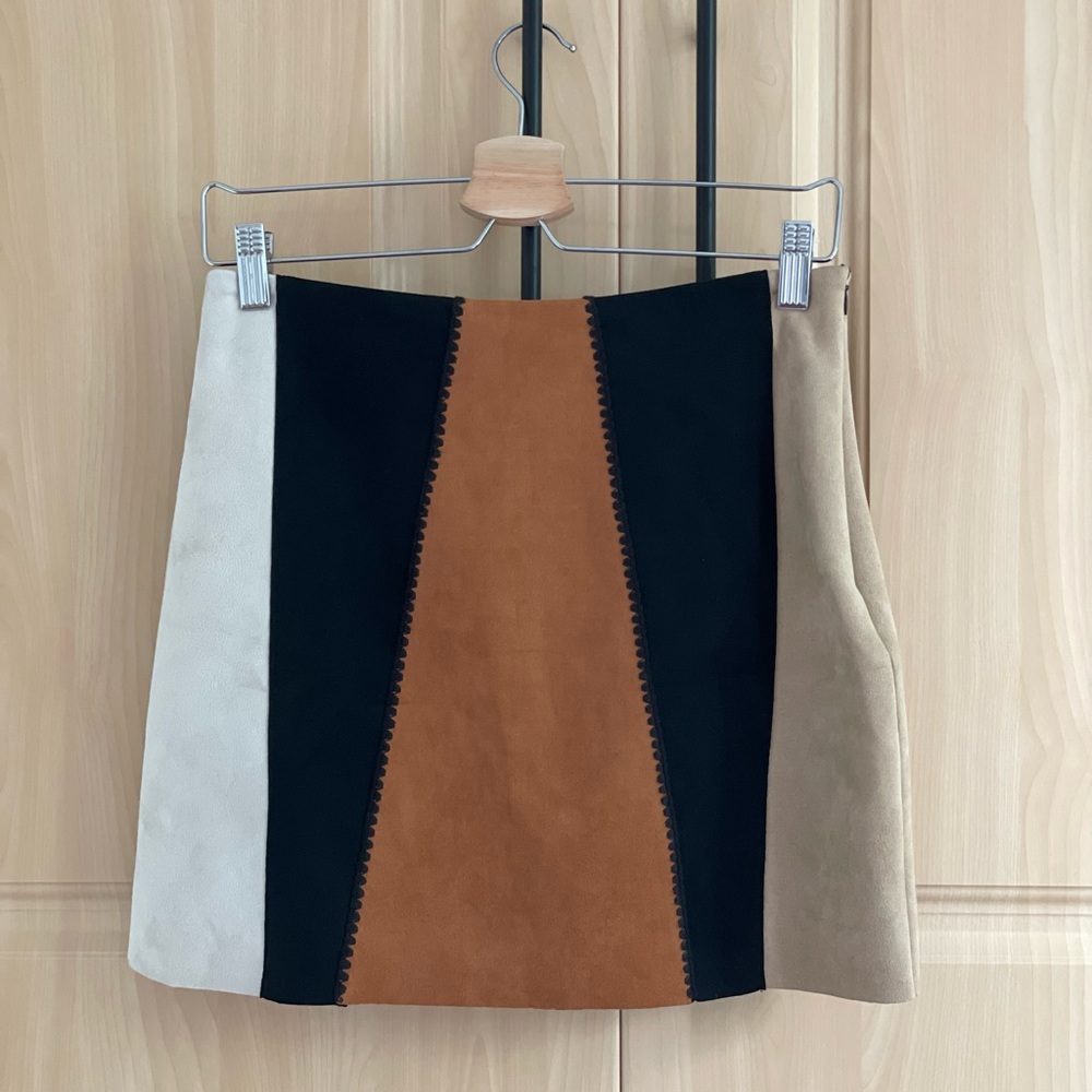 Zara Faux Suede Colorblock Mini Skirt | Size medium